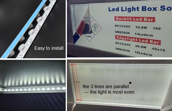 Podwójnie stronne LED SEG Tkaniny Light Box Edge Lit LED Bar