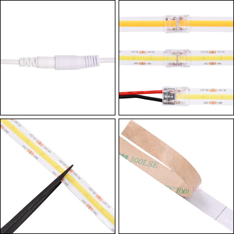 UL Flexible LED Strip Famous Chip 24V Ultra Thin Silicone 10mm PCB board IP20 528 Cob led lampy